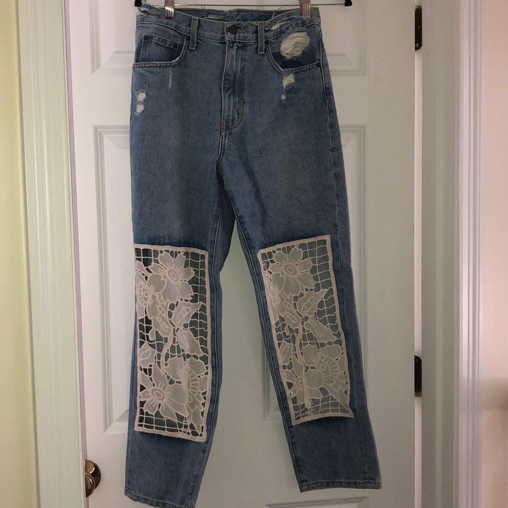 Carmar Denim High-Rise Lace Boyfriend Jeans